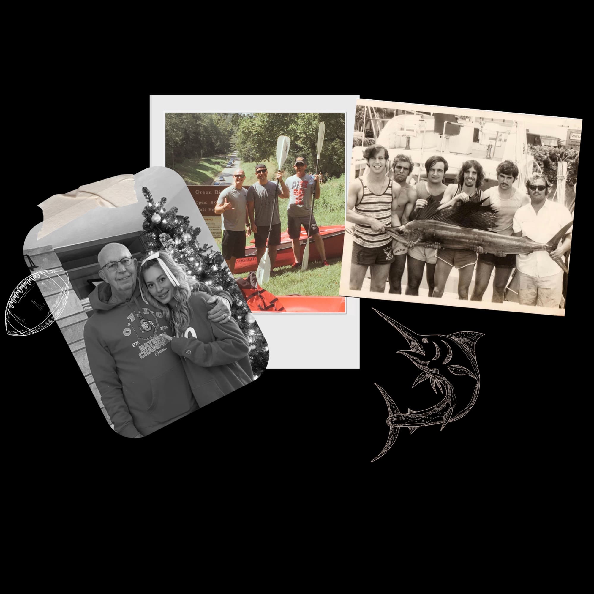 Pops family photos and fish collage